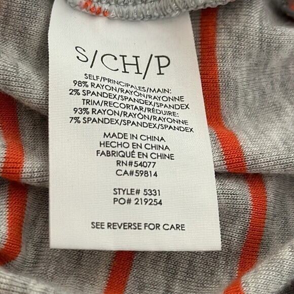 CAbi 5331 Tank Top Shirt Womens Small Gray Orange Stripe Rayon Minimalist Boxy - Picture 8 of 10